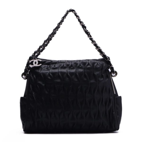 1 Chanel Silver Chain Shoulder Bag Black