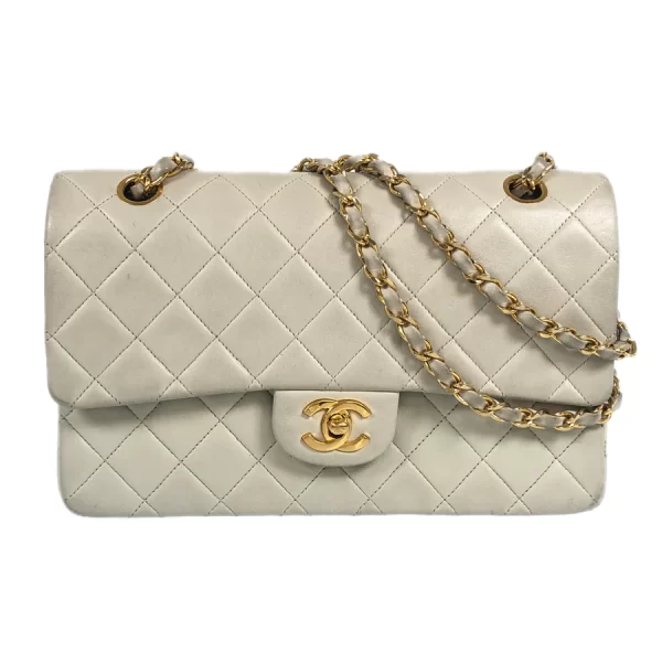 1 Chanel Hardware Gold Chain Shoulder Bag Lambskin White