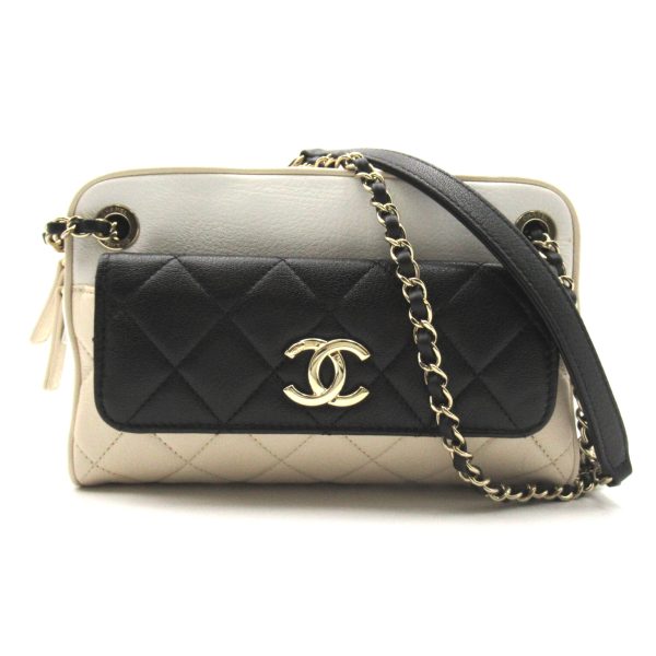 1 Chanel Gold Chain Shoulder Bag Beige Black