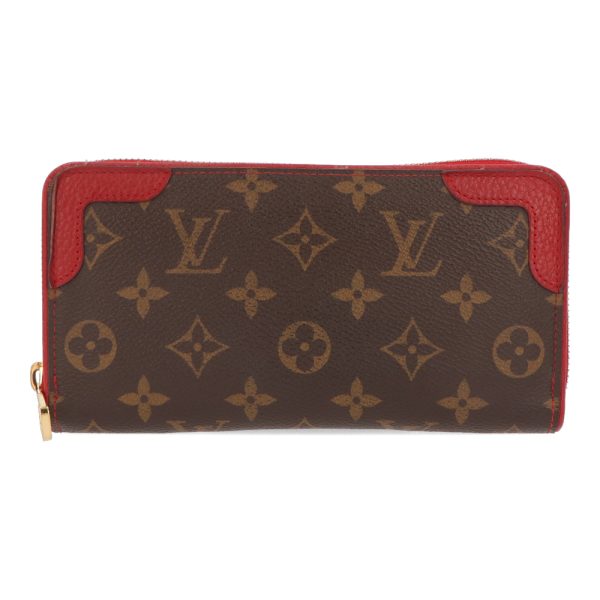 1 Louis Vuitton Zippy Wallet Retiro Monogram Brown Red Wallet Handbag