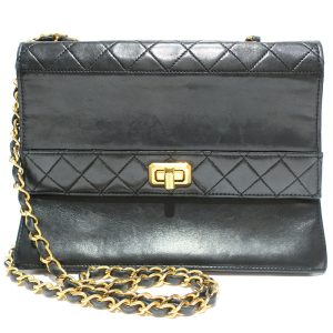 1 Chanel Matelasse Lambskin Gold Chain Shoulder Bag Black