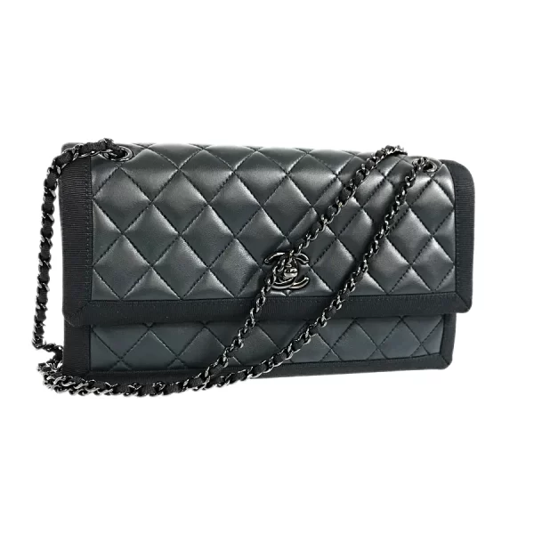 2 Chanel Matrasse Chain Crossbody Bag Lambskin Black