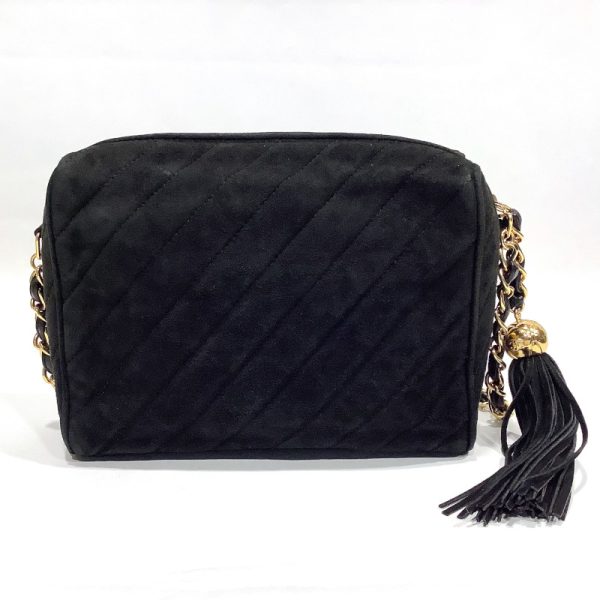 2 Chanel Fringe Chain Shoulder Leather Black Gold Shoulder Bag