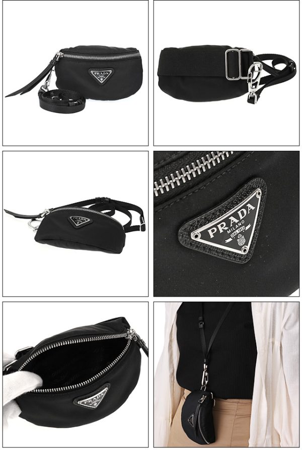 2 Prada Leather Black Silver Shoulder Bag