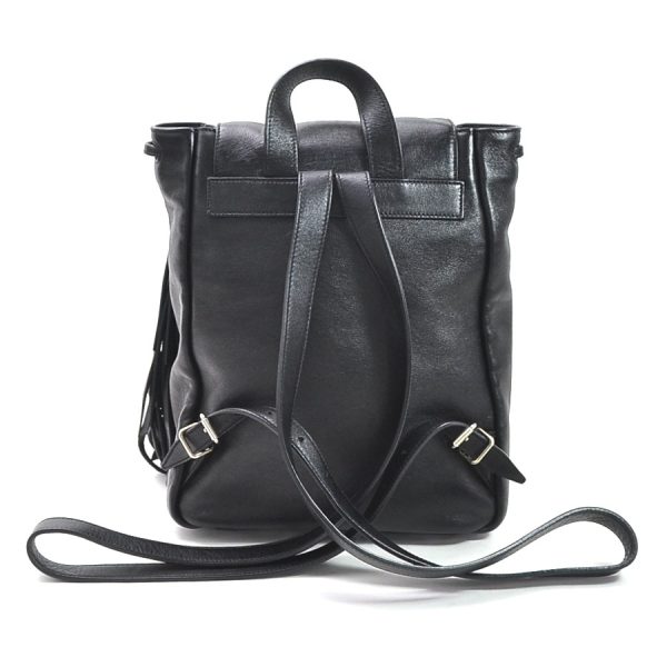 2 Saint Laurent Festival Fringe Backpack Leather Black Silver Hardware Shoulder Bag