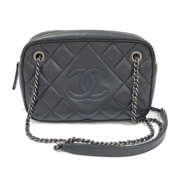 2 Chanel Chain Shoulder Pouch Pochette Ballerina Matelasse Lambskin Black Silver Hardware Shoulder Bag