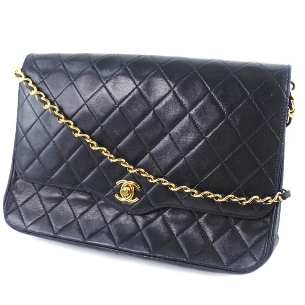 2 Chanel Chain Shoulder Lambskin Black Shoulder Bag