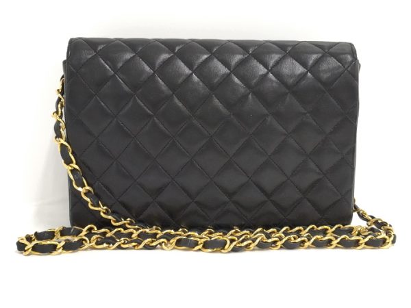 2 Chanel Single Chain Shoulder Bag Matelasse Lambskin Black With Gold Hardware