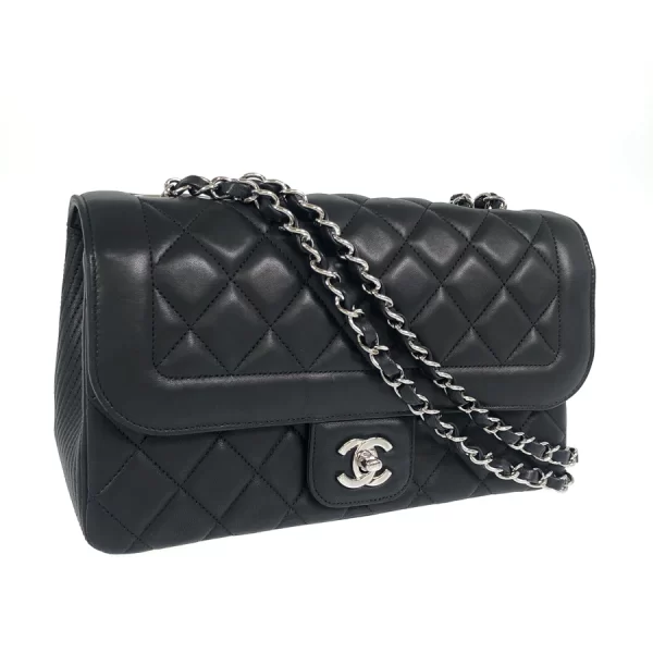 2 Chanel Matrasse W Chain Shoulder Lambskin Black Shoulder Bag