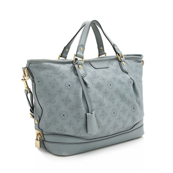 2 Louis Vuitton Stellar PM Mahina Leather Tote Blue