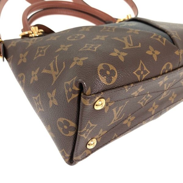 2 Louis Vuitton V Tote MM Monogram Canvas Leather Black Brown