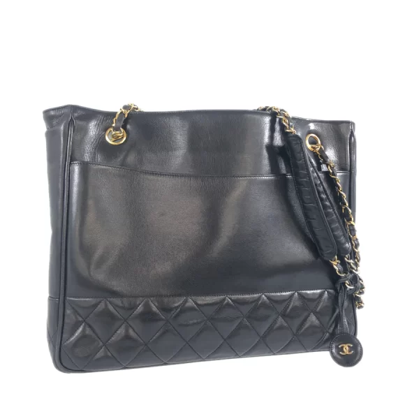 2 Chanel Matrasse Chain Shoulder Bag Leather Black