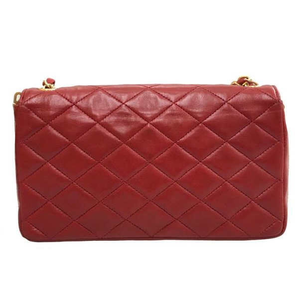 2 Chanel Matelasse Push Lock Chain Leather Red Shoulder Bag