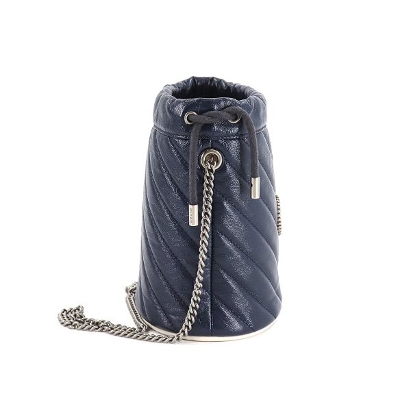 2 Gucci GG Marmont Mini Bucket Chain Shoulder Bag Navy