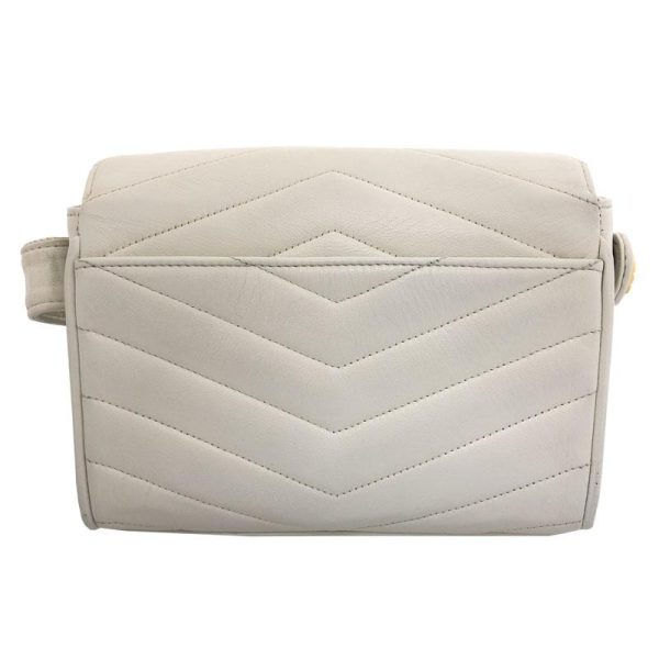 2 Chanel V Stitch Chevron Turnlock Leather White Shoulder Bag