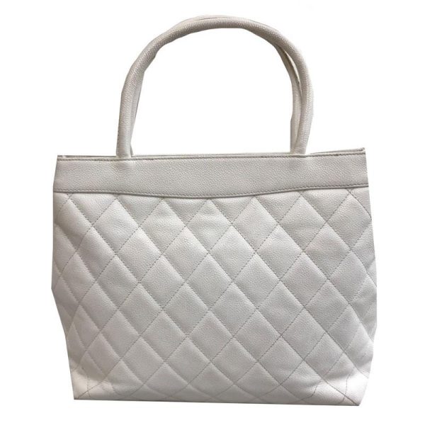 2 Chanel Here Mark Caviar Skin White Tote