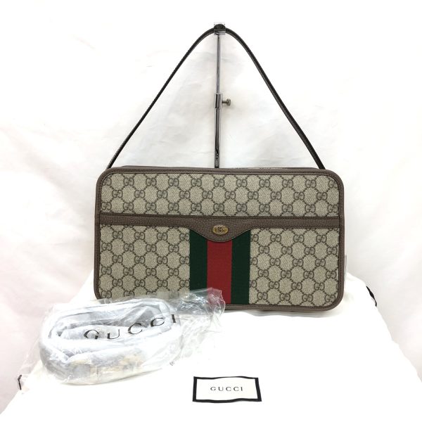 2 Gucci Sherry Line Webbing Line GG Pattern Beige Brown Sling Bag Crossbody Diagonal Bag