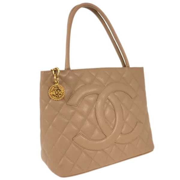 2 Chanel Hardware Gold Caviar Skin Tote Bag Brown