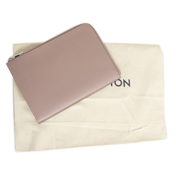 2 Louis Vuitton Pochette Taurillon Jules Taupe Leather Pink Beige PM Clutch Bag Handbag