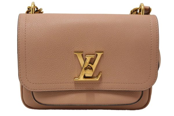 2 Louis Vuitton Rose sables Pink Grained Calf Leather Lockme chain