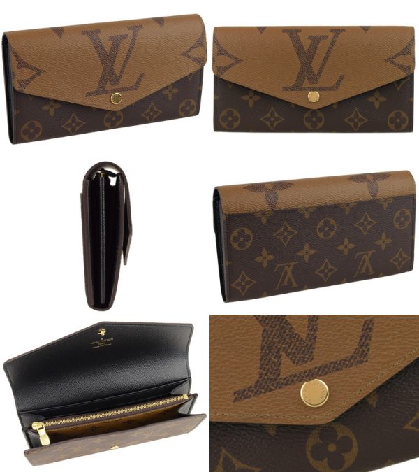 2 Louis Vuitton Bifold Monogram Hardware Gold Long Wallet Handbag