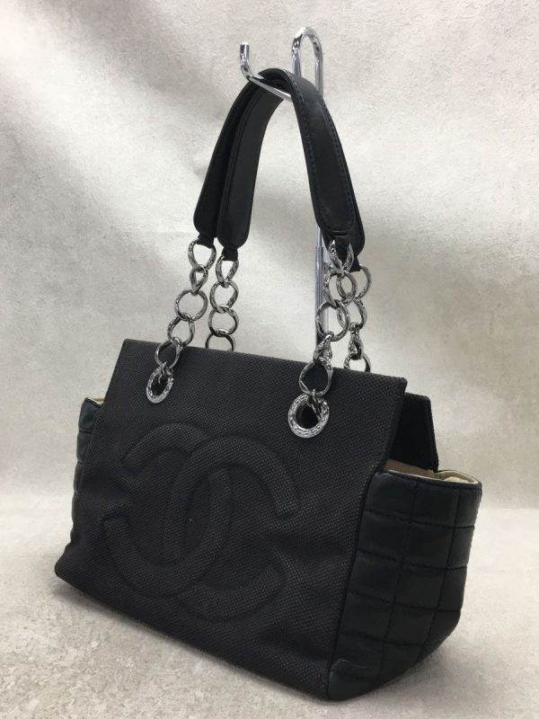 2 Chanel Chocolate Bar Chain Shoulder Bag Cocomark Black