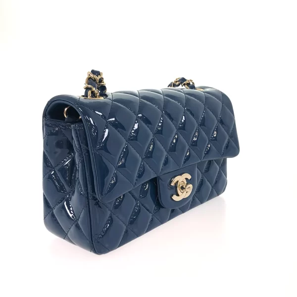 2 Chanel Chain Shoulder Bag Leather Blue