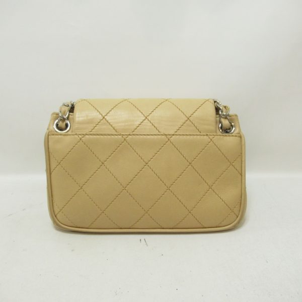 2 Chanel Chain Shoulder Bag Leather Beige