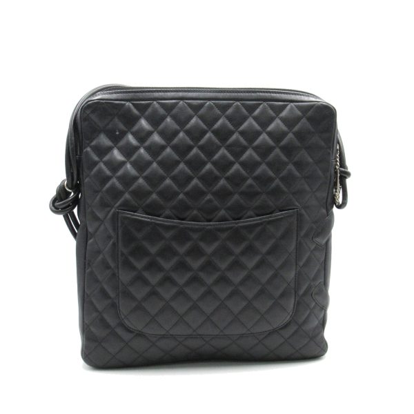 2 Chanel Cambon Line Shoulder Bag Calf Black