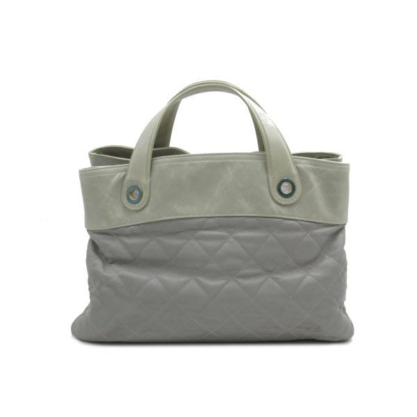 2 Chanel Shoulder Bag Tote Bag Leather Gray