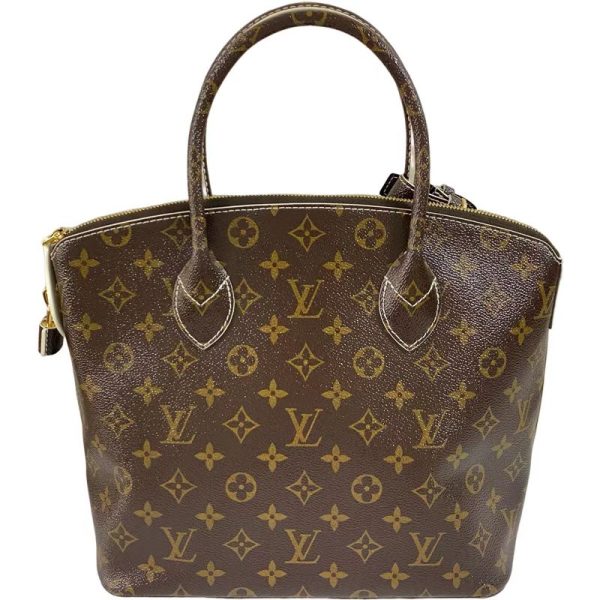 2 Louis Vuitton Lockit Shiny Monogram Canvas Leather Brown White Handbag