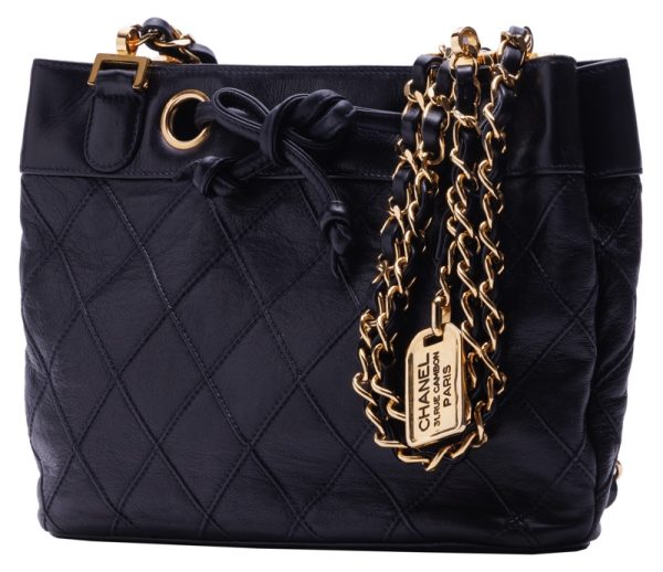 2 Chanel Matelasse Chain Shoulder Lambskin Bicolore Black Mini