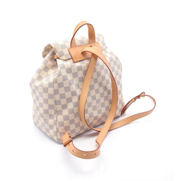 2 Louis Vuitton Damier Azur Backpack Rucksack PVC Leather White