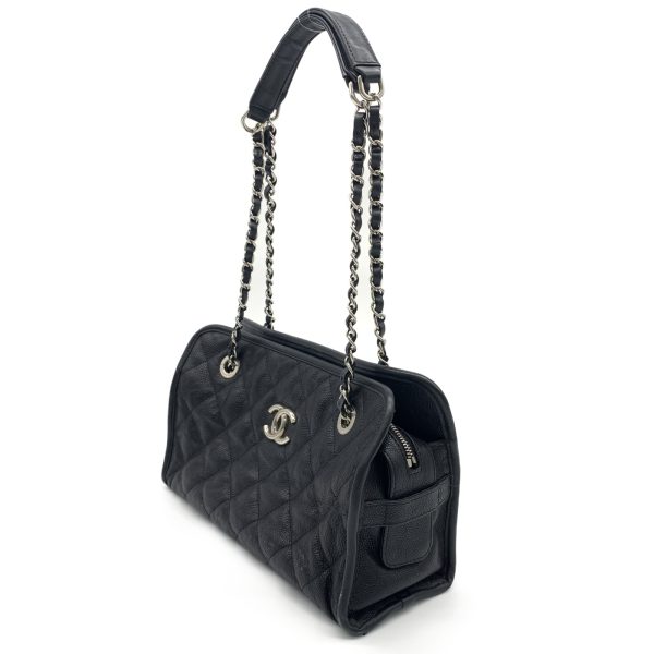 2 Chanel Chain Shoulder Caviar Skin Black Shoulder Bag