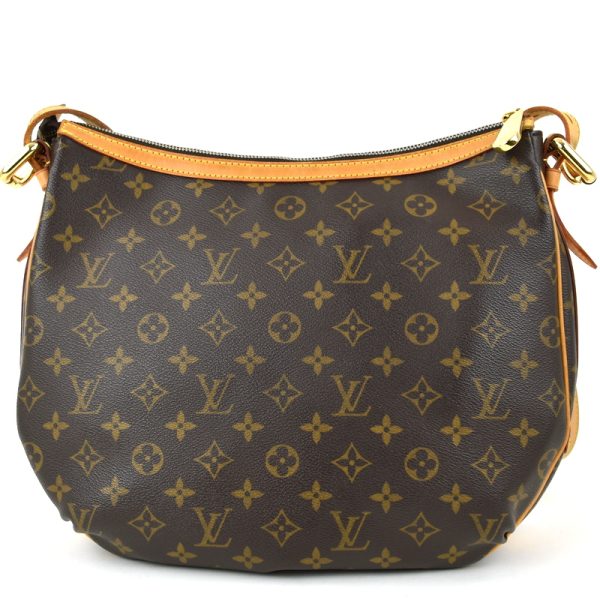 2 Louis Vuitton Turam Twist Lock Shawl Monogram Leather Brown GM Shoulder Bag