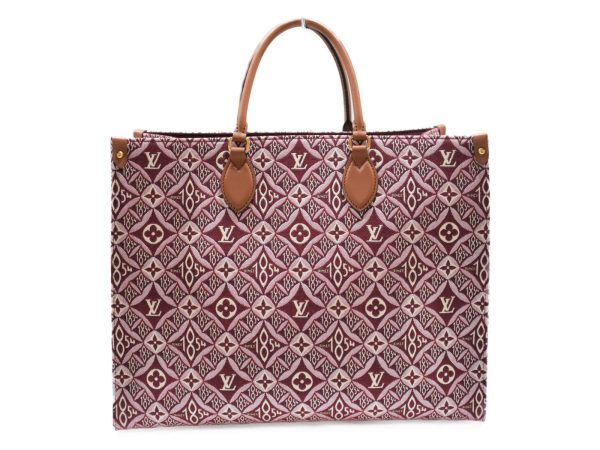 2 Louis Vuitton On The Go Bordeaux Jacquard Textile GM Shoulder Bag