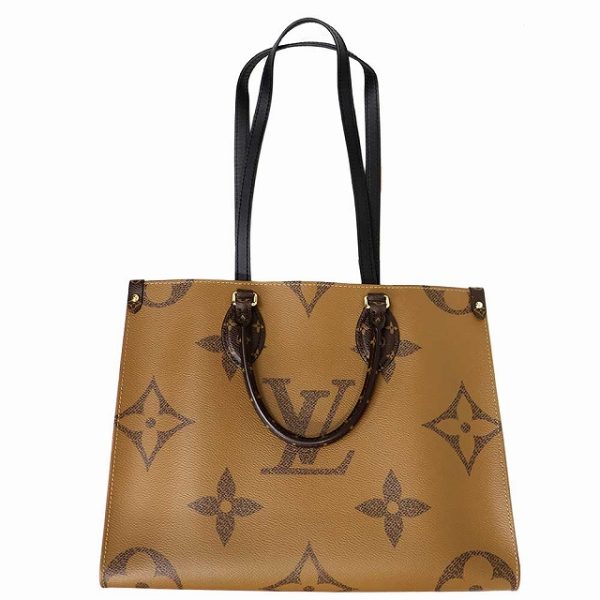 2 Louis Vuitton On The Go Monogram Reverse Giant Beige Brown MM 2way Shoulder Bag