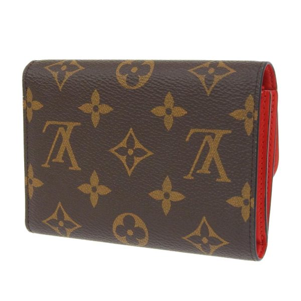 2 Louis Vuitton Portefeuille Flower Compact Monogram Leather Brown Red Coquelicot Wallet Handbag