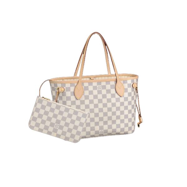 2 Louis Vuitton Neverfull PM Damier Azur Tote