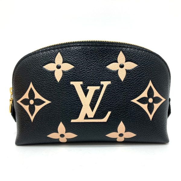 2 Louis Vuitton Pochette Cosmetic Pouch Monogram Emplant Leather Noir Black Handbag