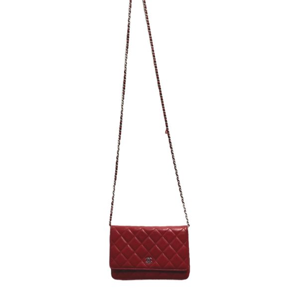 2 Chanel Matelasse Chain Shoulder Flap Bag Red