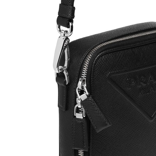 3 Prada Calfskin Leather Black Shoulder Bag