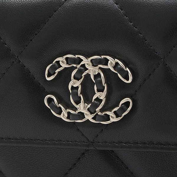 3 Chanel Matelasse Chain Shoulder Pouch Lambskin Black Mini Shoulder Bag