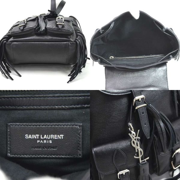 3 Saint Laurent Festival Fringe Backpack Leather Black Silver Hardware Shoulder Bag