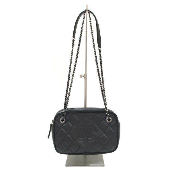 3 Chanel Chain Shoulder Pouch Pochette Ballerina Matelasse Lambskin Black Silver Hardware Shoulder Bag