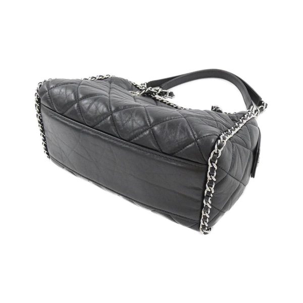 3 Chanel Shoulder Bag Black Silver Metal Fittings