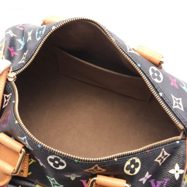 3 Louis Vuitton Speedy 30 Monogram Multicolour Noir Handbag PVC Leather Black