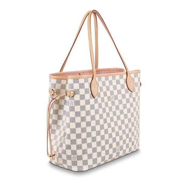 3 Louis Vuitton Hardware Gold Neverfull Damier Azur Canvas Leather MM Tote