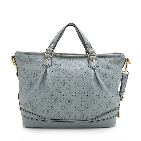 3 Louis Vuitton Stellar PM Mahina Leather Tote Blue