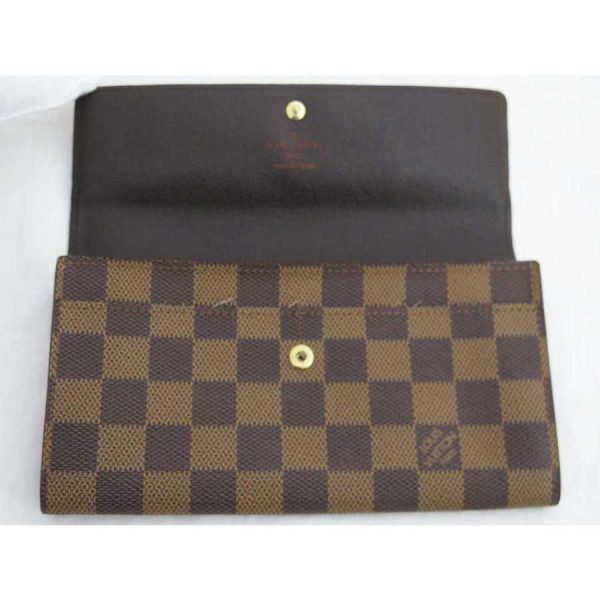 3 Louis Vuitton Portefeuille Sarah Hardware Gold Damier Canvas Brown Wallet Handbag